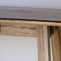 close up -Arts & Crafts Mission Style Console Table – Solid Black Limba Wood