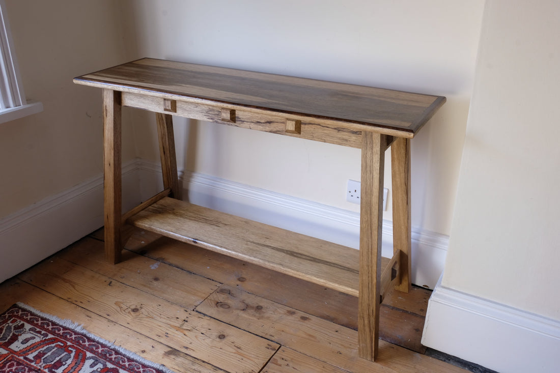 Arts & Crafts Mission Style Console Table – Solid Black Limba Wood