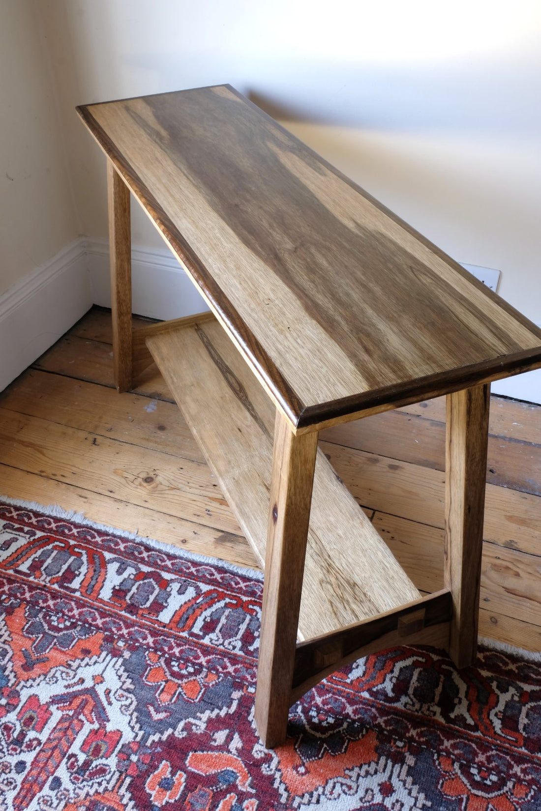 Arts & Crafts Mission Style Console Table – Solid Black Limba Wood