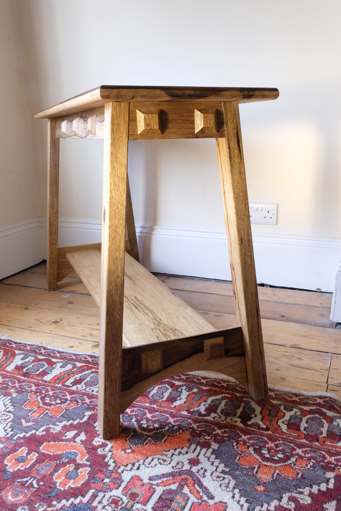 Side view - Arts & Crafts Mission Style Console Table – Solid Black Limba Wood