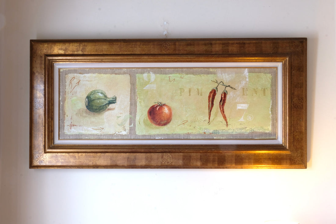 Abstract Triptych Oil On Canvas Fruit Painting by F Ferron – 20th Century Still Life Art