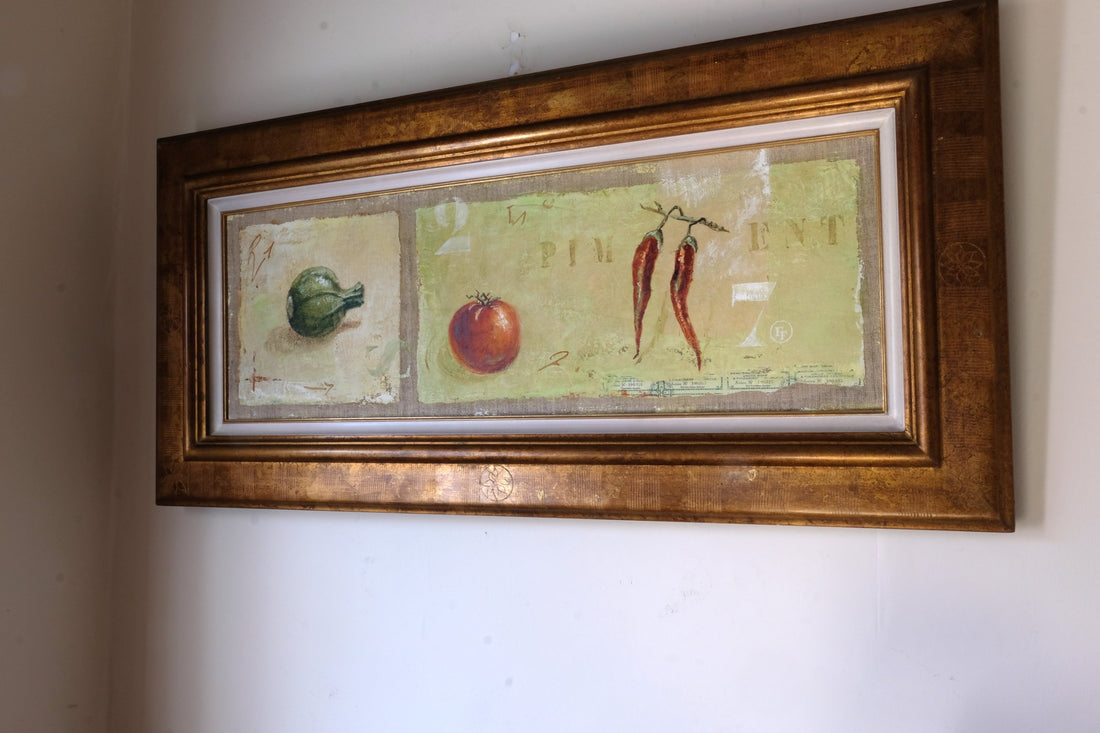 Abstract Triptych Oil On Canvas Fruit Painting by F Ferron – 20th Century Still Life Art