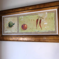 Abstract Triptych Oil On Canvas Fruit Painting by F Ferron – 20th Century Still Life Art