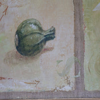 close up - Abstract Triptych Oil On Canvas Fruit Painting by F Ferron – 20th Century Still Life Art