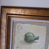 close up - Abstract Triptych Oil On Canvas Fruit Painting by F Ferron – 20th Century Still Life Art