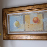 Triptych Oil on Canvas Fruit Painting by Frederique Ferron – Abstract Still Life Art