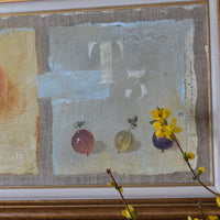 Triptych Oil on Canvas Fruit Painting by Frederique Ferron – Abstract Still Life Art