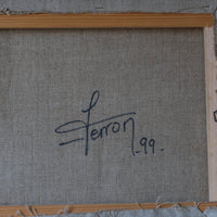 Signature on the reverso - Triptych Oil on Canvas Fruit Painting by Frederique Ferron – Abstract Still Life Art