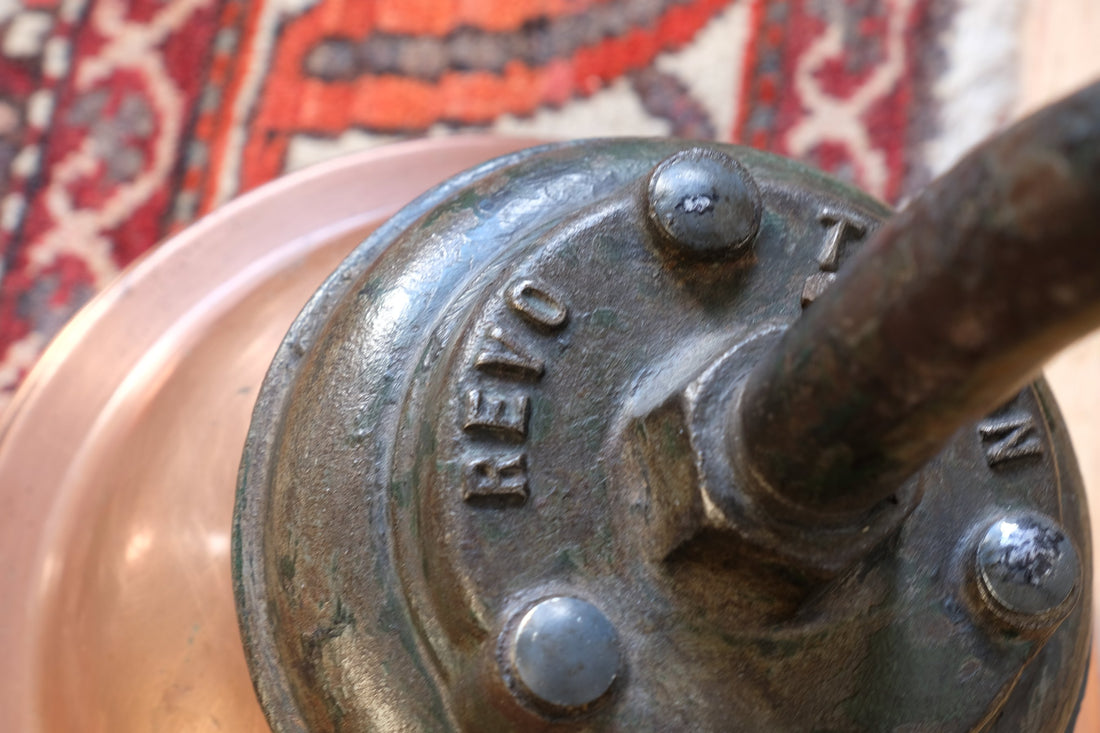 1930s Revo Tipton cast iron and copper swan neck street lamp