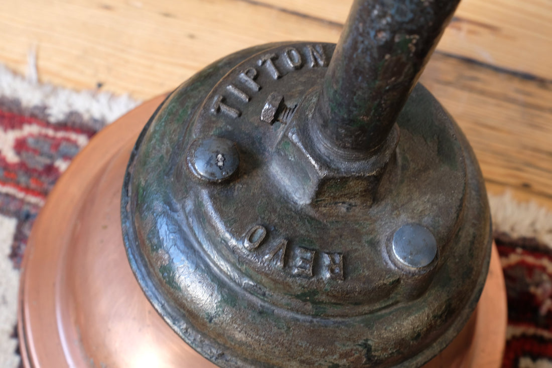 1930s Revo Tipton cast iron and copper swan neck street lamp