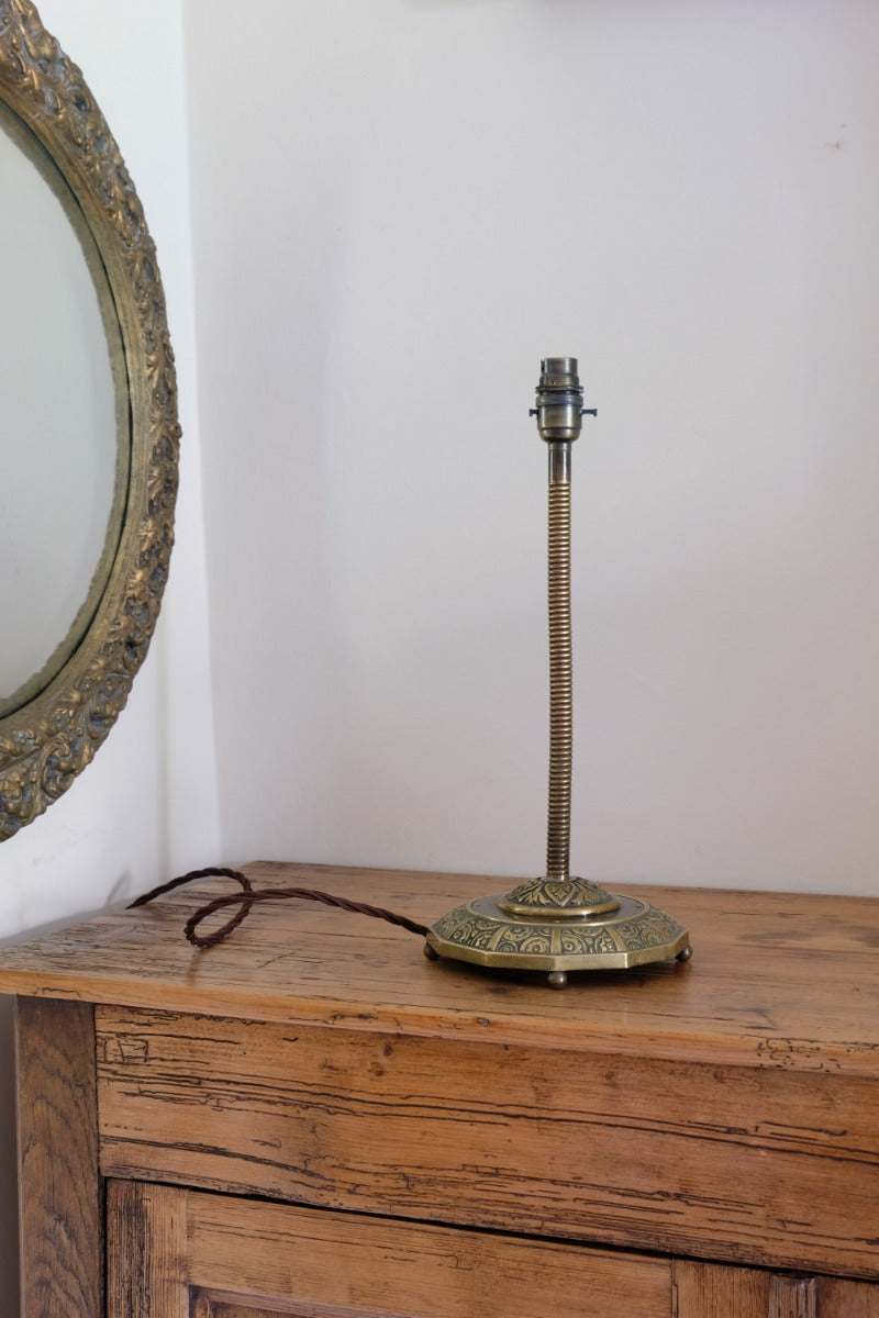 Arts & Crafts Brass Table Lamp With Flexible Stem Circa 1900-1920