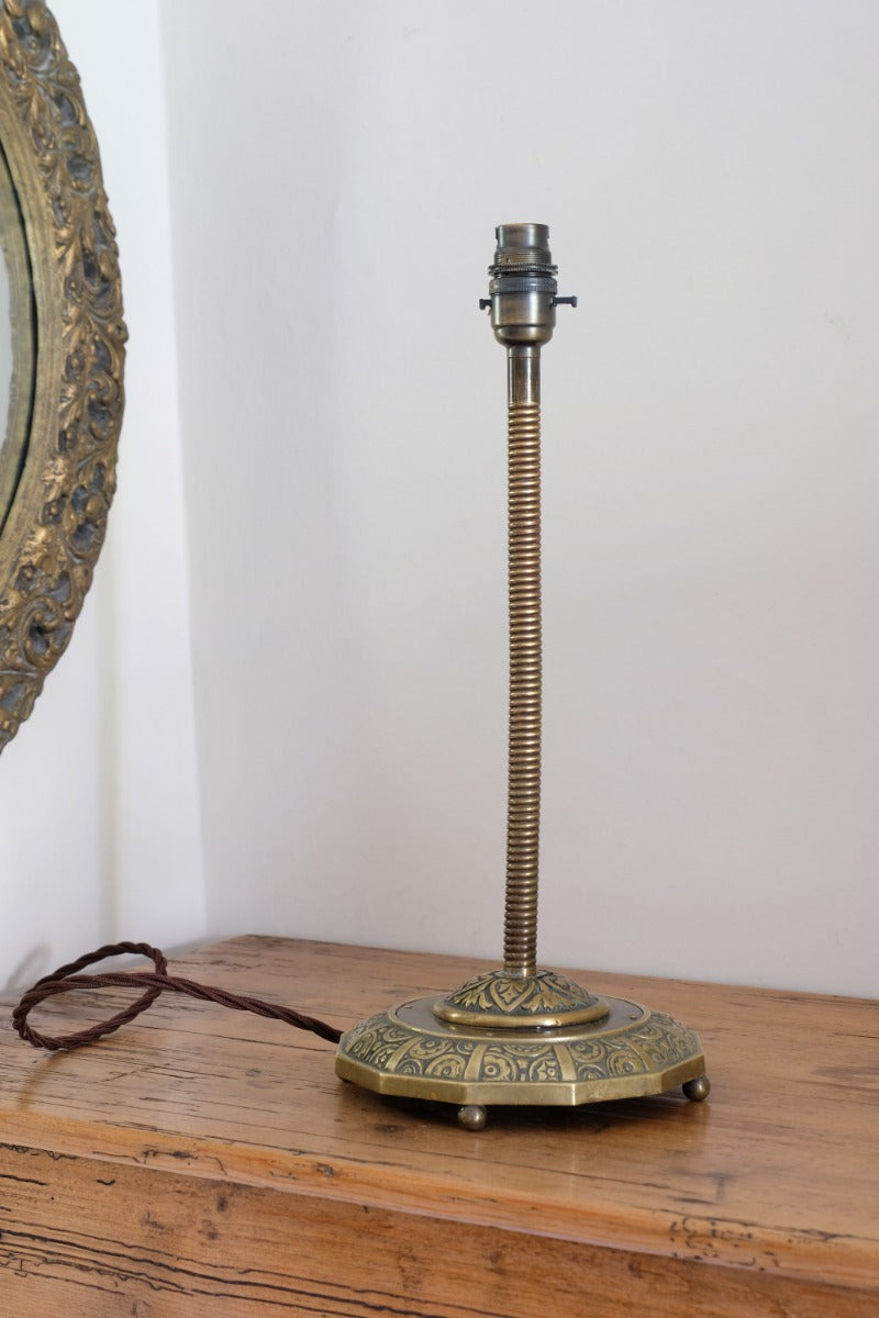 Arts & Crafts Brass Table Lamp With Flexible Stem Circa 1900-1920