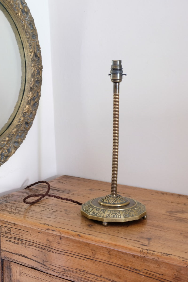 Arts & Crafts Brass Table Lamp With Flexible Stem Circa 1900-1920