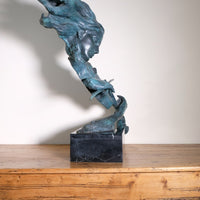 Large Bronze Sculpture Of A Lady Violin Player With A Verdigris Patination