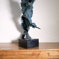 Large Bronze Sculpture Of A Lady Violin Player With A Verdigris Patination