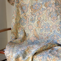 close up of a William Morris inspired Arts and Crafts chain stitch tapestry wall hanging textile panel