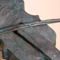 Large Bronze Sculpture Of A Lady Violin Player With A Verdigris Patination