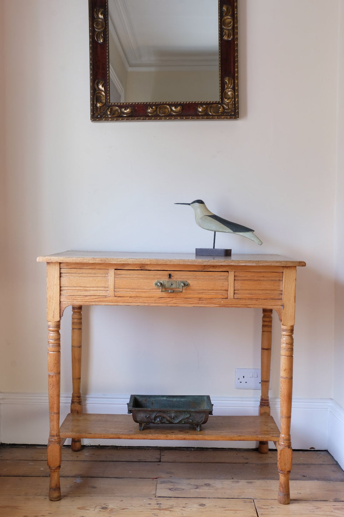 Antique Victorian ash side table Harrison and Son Blackburn with drawer and pot board