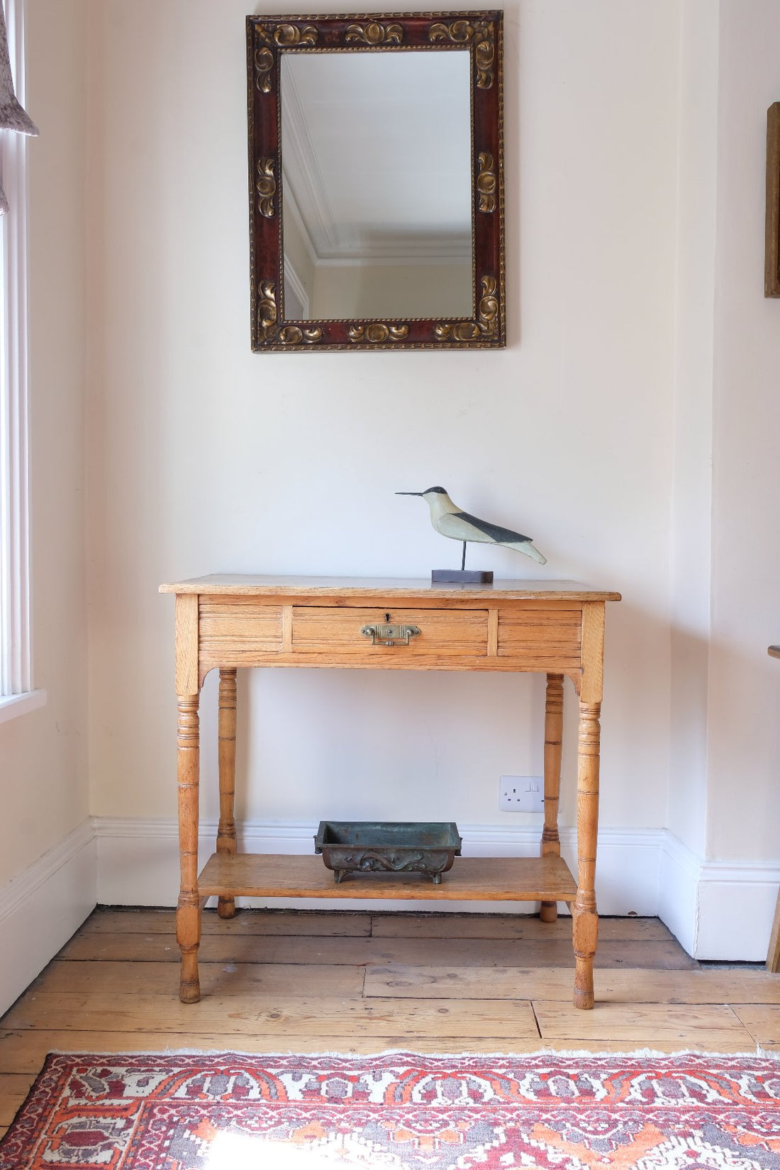 Antique Victorian ash side table Harrison and Son Blackburn with drawer and pot board