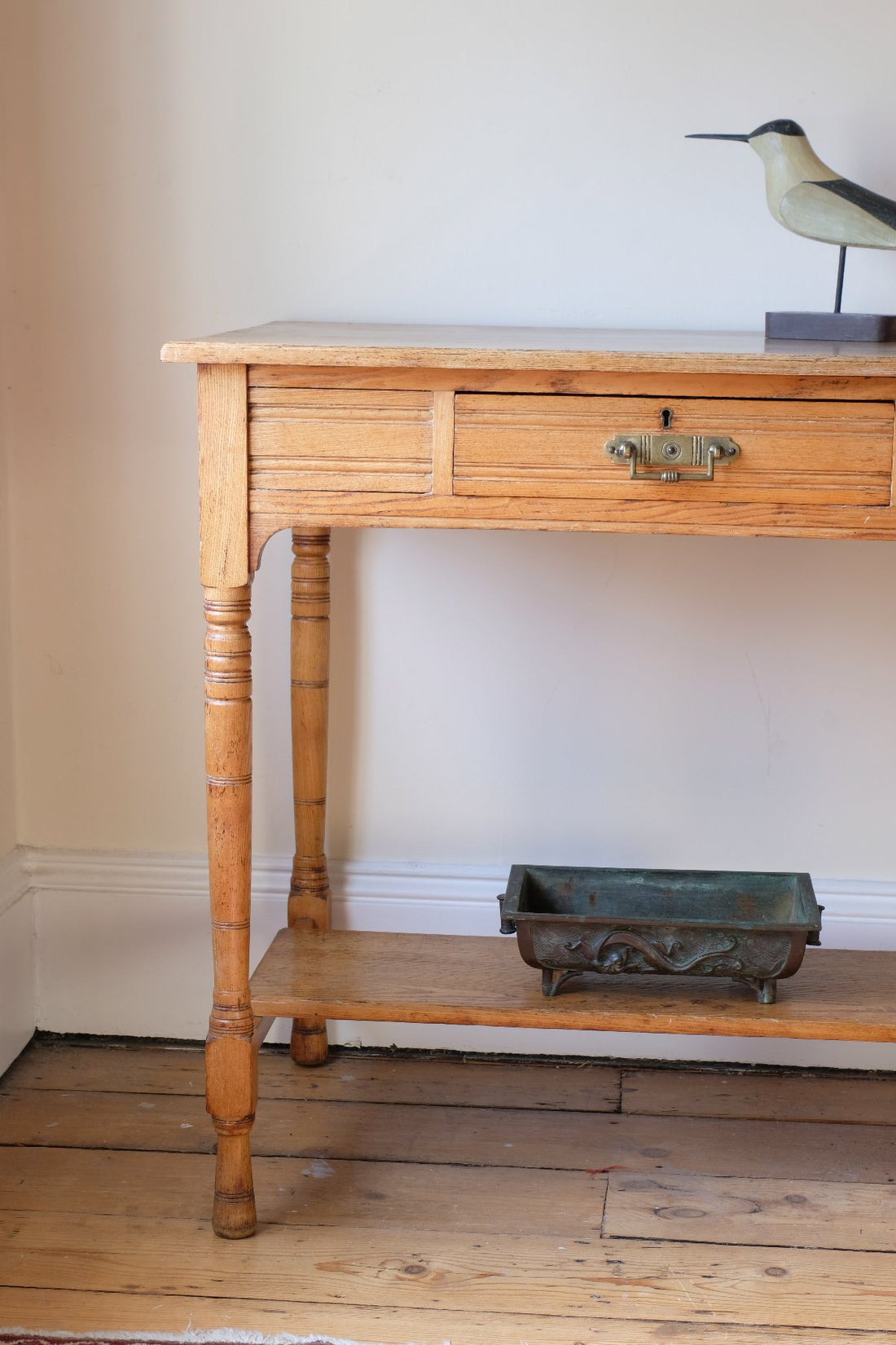 Antique Victorian ash side table Harrison and Son Blackburn with drawer and pot board
