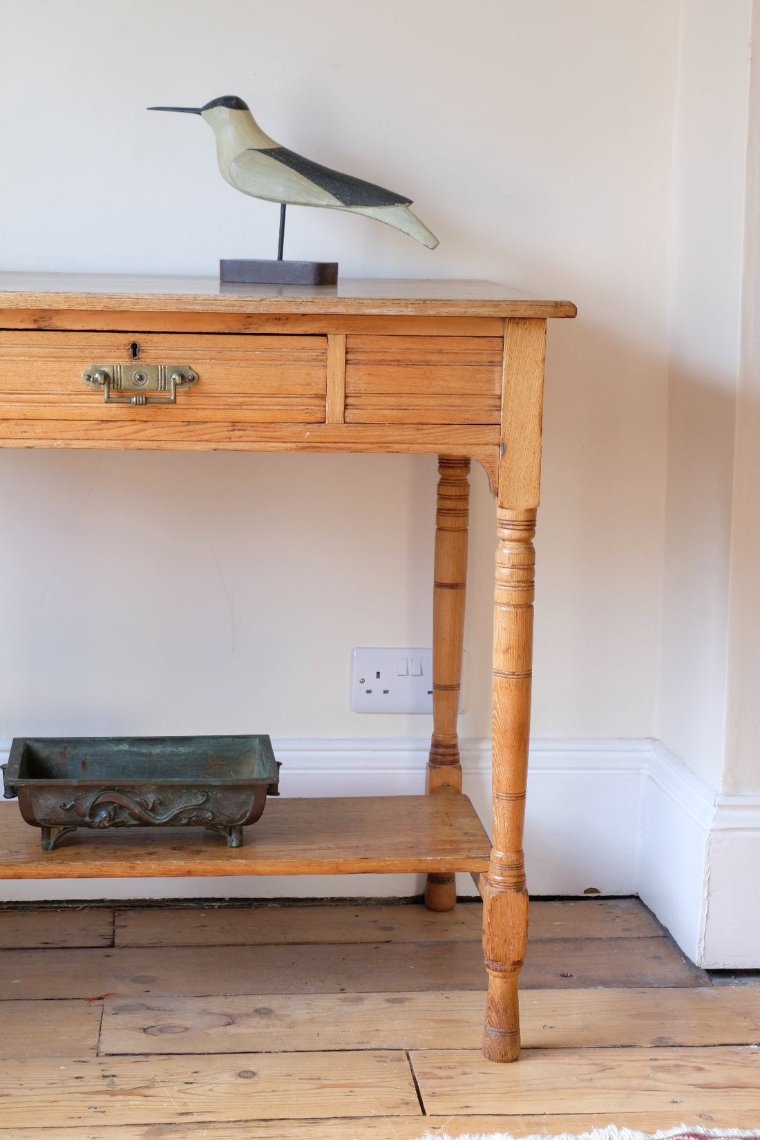 Antique Victorian ash side table Harrison and Son Blackburn with drawer and pot board