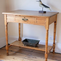 side view - Antique Victorian ash side table Harrison and Son Blackburn with drawer and pot board