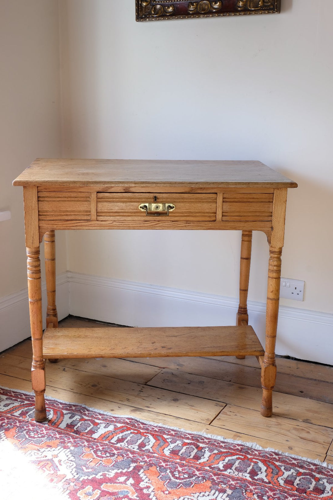 Antique Victorian ash side table Harrison and Son Blackburn with drawer and pot board