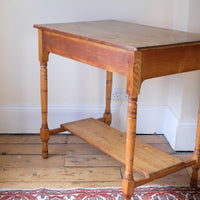 back view - Antique Victorian ash side table Harrison and Son Blackburn with drawer and pot board