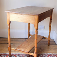 side view - Antique Victorian ash side table Harrison and Son Blackburn with drawer and pot board