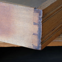 dovetail detai on an Antique Victorian ash side table Harrison and Son Blackburn with drawer and pot board