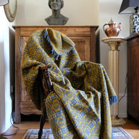 Vintage Woollen Blanket Amber & Grey Circa 1950s