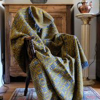 Vintage Woollen Blanket Amber & Grey Circa 1950s