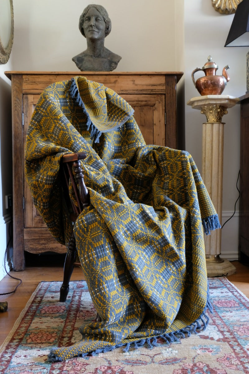 Vintage Woollen Blanket Amber & Grey Circa 1950s