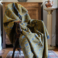 Vintage Woollen Blanket Amber & Grey Circa 1950s