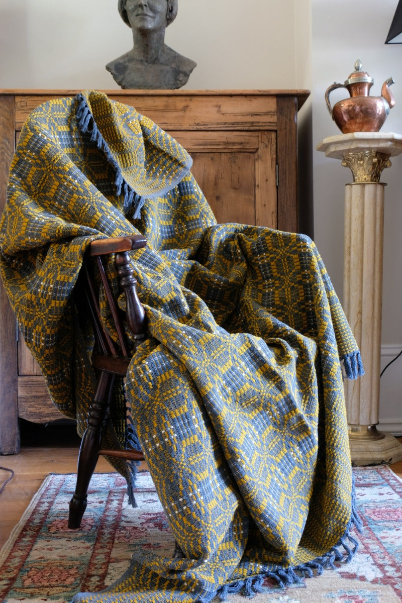 Vintage Woollen Blanket Amber & Grey Circa 1950s