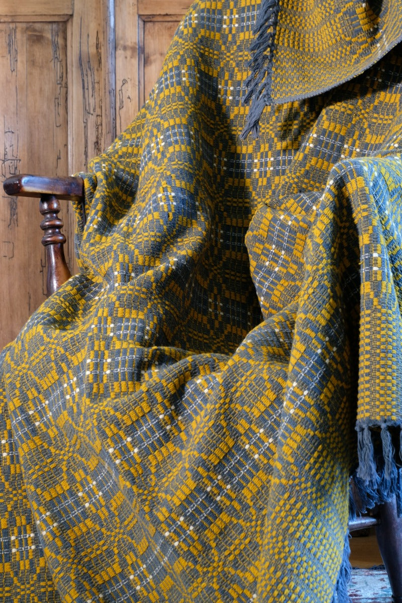 Vintage Woollen Blanket Amber & Grey Circa 1950s