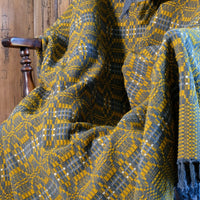 Vintage Woollen Blanket Amber & Grey Circa 1950s