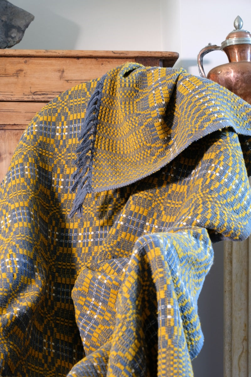 Vintage Woollen Blanket Amber & Grey Circa 1950s