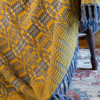 Vintage Woollen Blanket Amber & Grey Circa 1950s