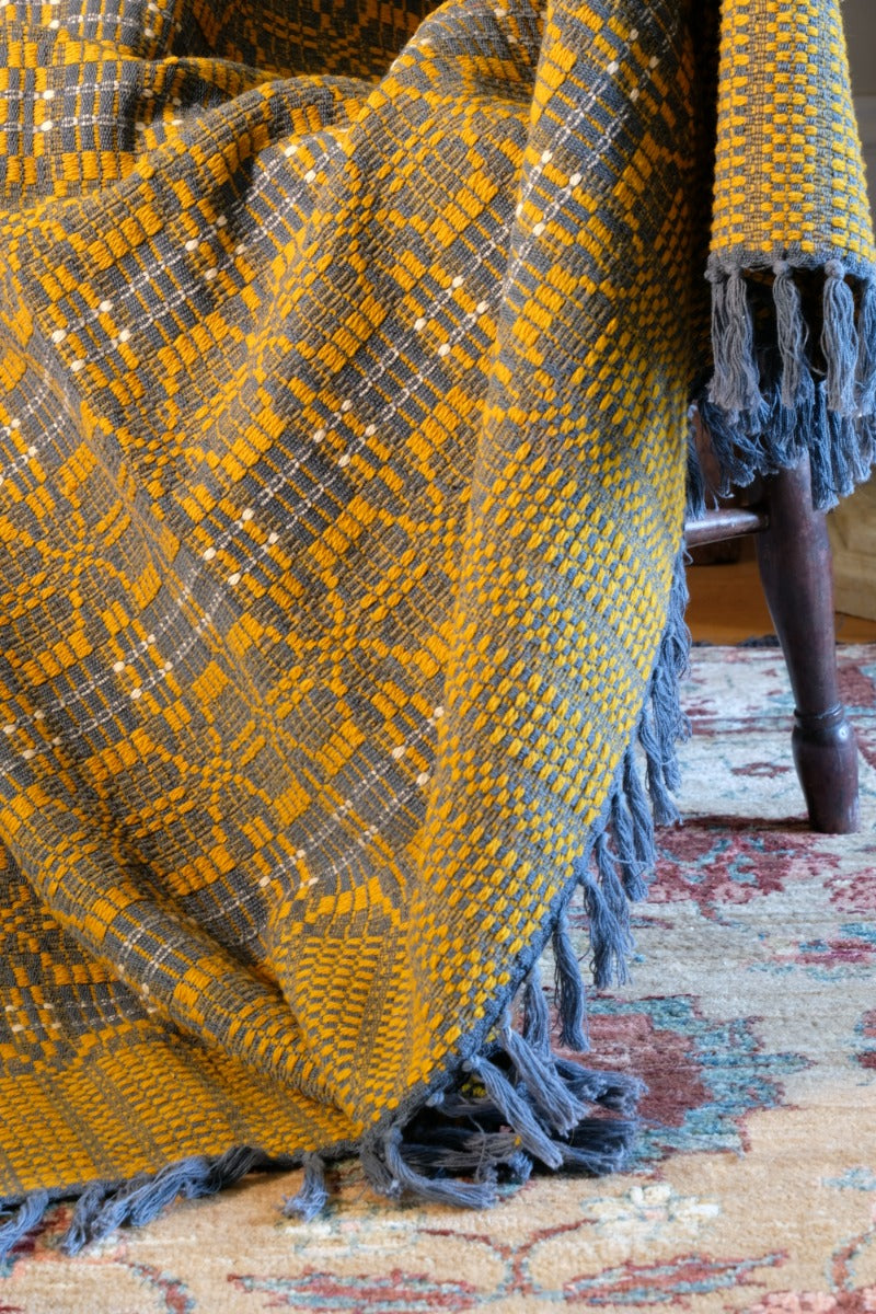 Vintage Woollen Blanket Amber & Grey Circa 1950s