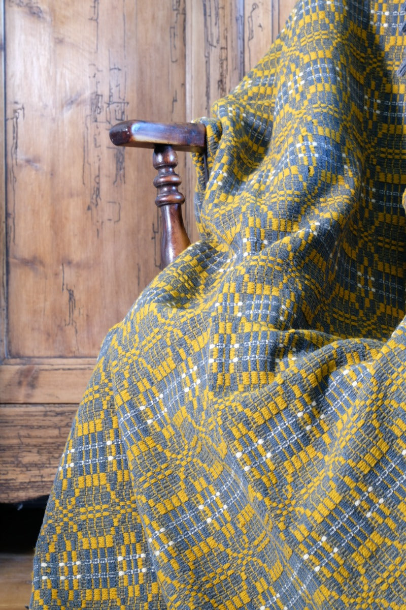 Vintage Woollen Blanket Amber & Grey Circa 1950s