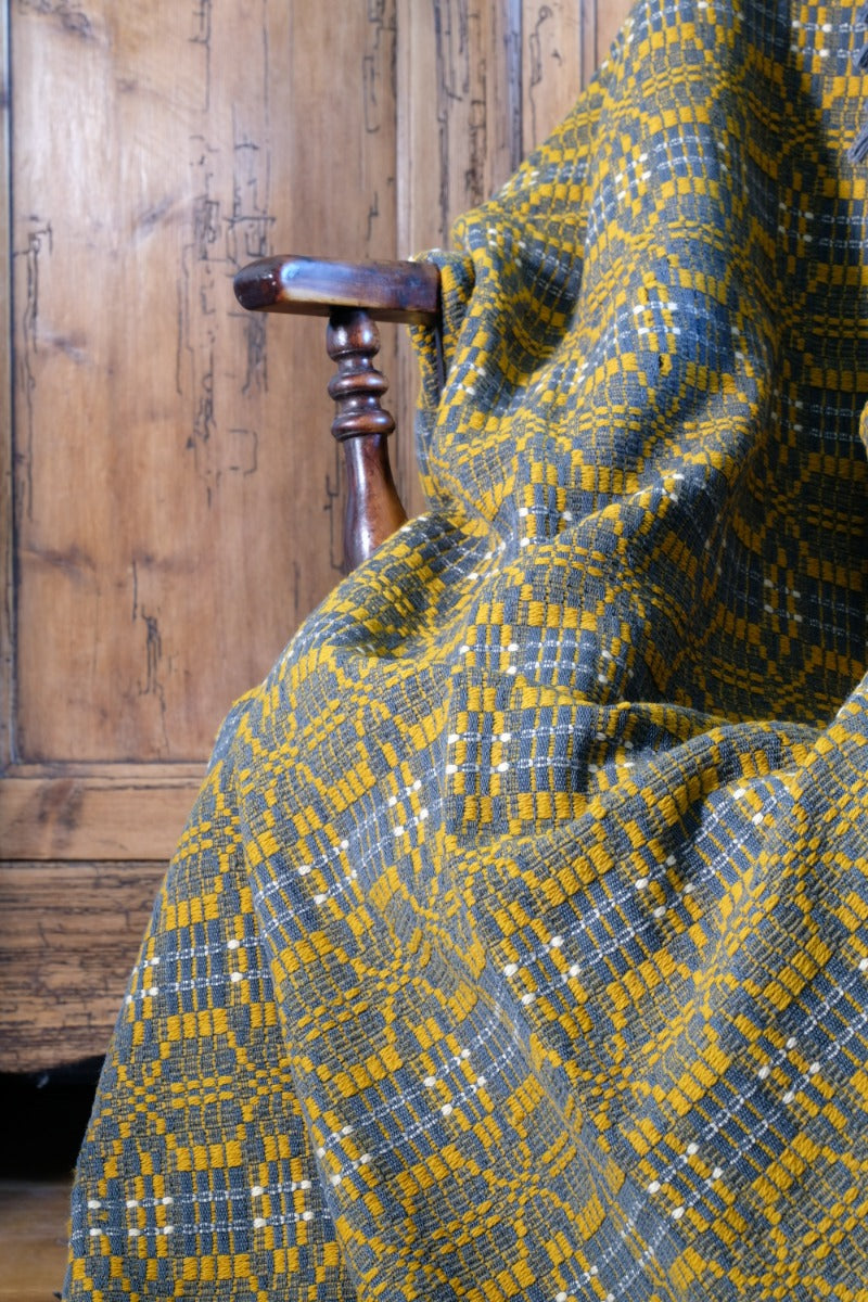 Vintage Woollen Blanket Amber & Grey Circa 1950s