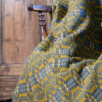 Vintage Woollen Blanket Amber & Grey Circa 1950s