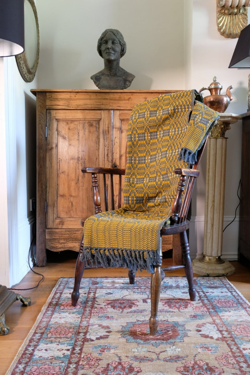 Vintage Woollen Blanket Amber & Grey Circa 1950s