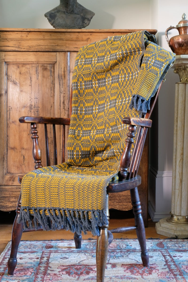 Vintage Woollen Blanket Amber & Grey Circa 1950s