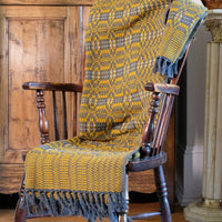 Vintage Woollen Blanket Amber & Grey Circa 1950s