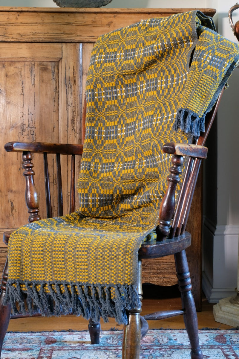 Vintage Woollen Blanket Amber & Grey Circa 1950s