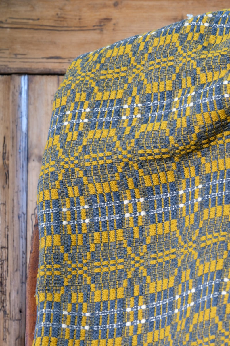 Vintage Woollen Blanket Amber & Grey Circa 1950s