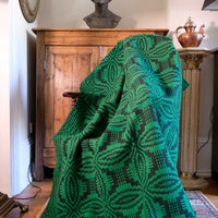 Vintage Green Geometric Patterned Woollen Blanket Circa 1950s