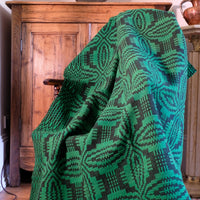 Vintage Green Geometric Patterned Woollen Blanket Circa 1950s